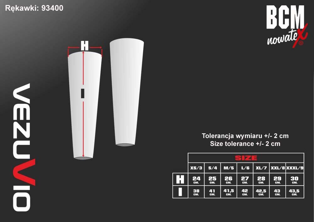 Komplet rękawki - nogawki Vezuvio Lycra czarne z odblaskiem rozmiar XXL Marka Vezuvio