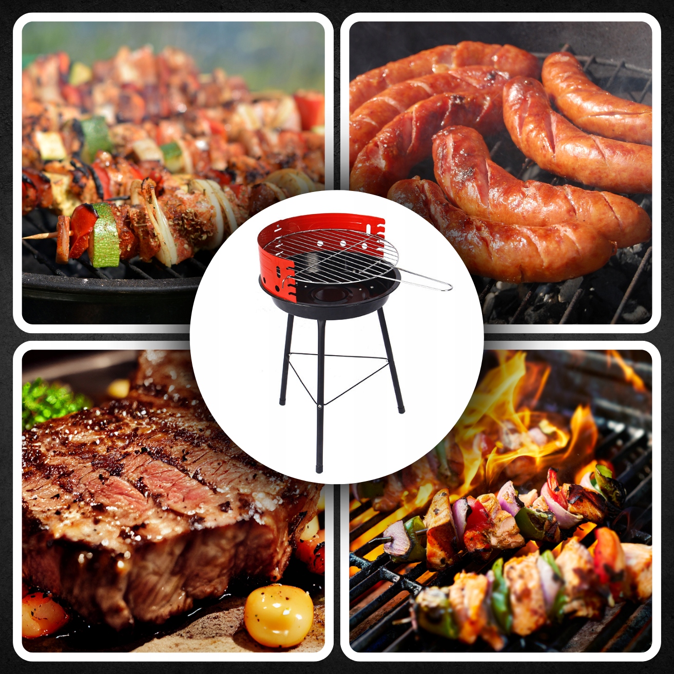 GRILL OGRODOWY WĘGLOWY DO OGRODU TARASU NA WĘGIEL SKŁADANY 35CM + RUSZT Wysokość grilla 47.5 cm