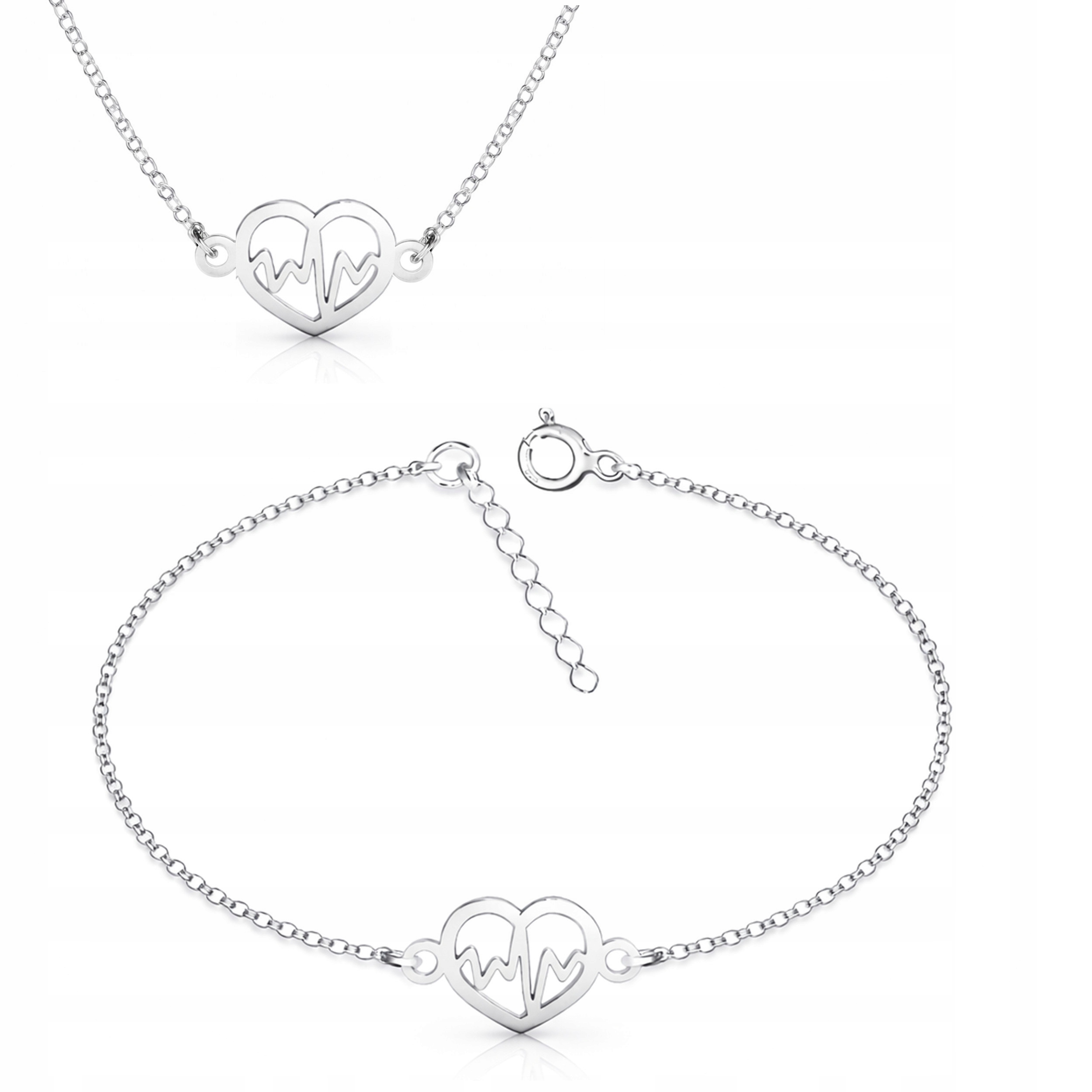 Stříbrný 925 komplet šperků Puls Linie života v srdci Minimalistický styl