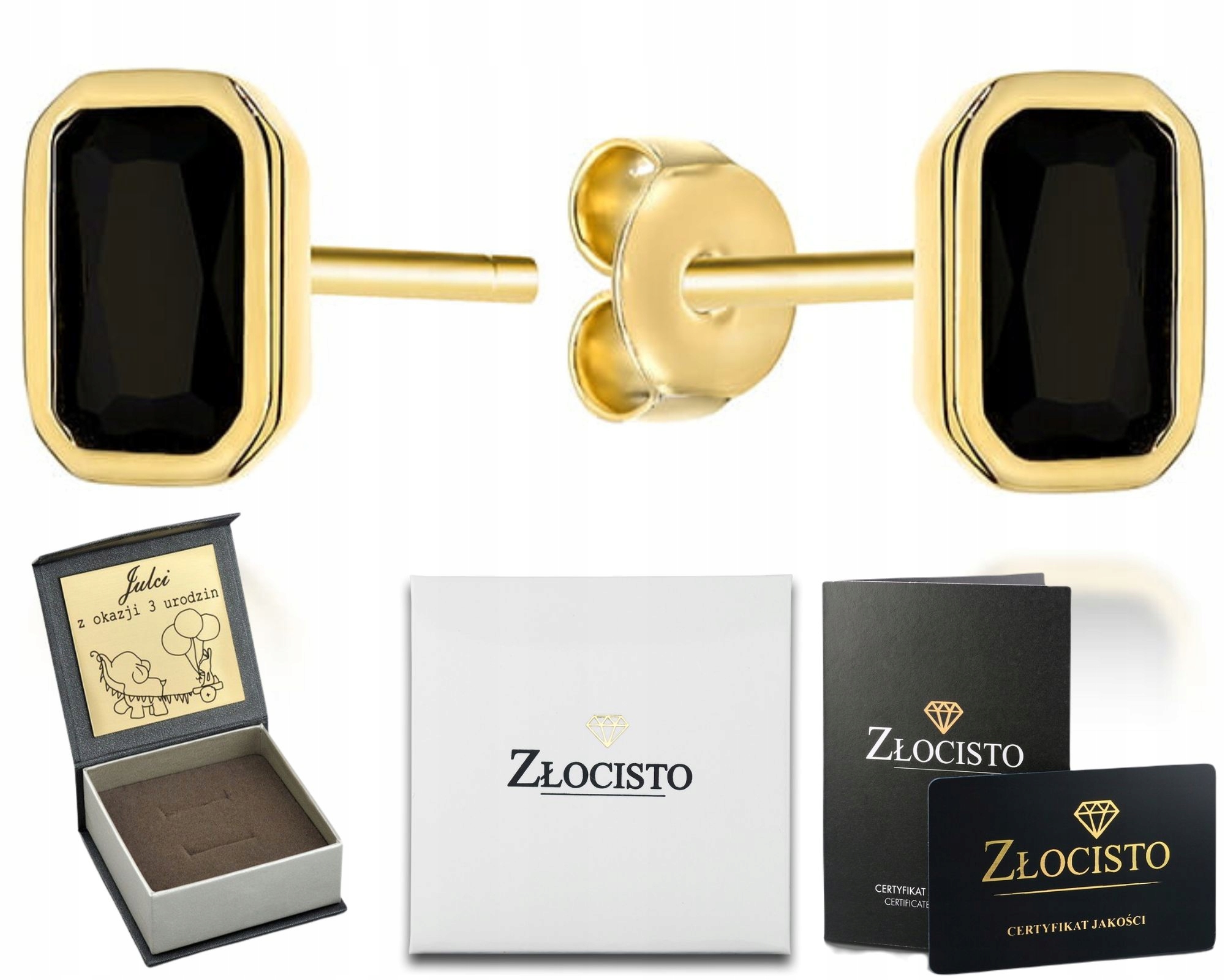 Zlaté Náušnice Obdélníkové Náušnice Ryzost 585 Dárek Gravírování
