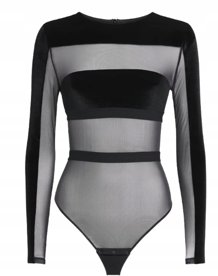 Undress Code Černé Body Se Síťkou A Velurovými Vložkami M I3B