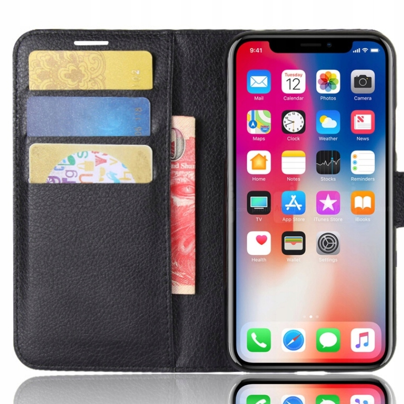 

Etui Z Klapką Portfel Litchi Do Iphone X Xs