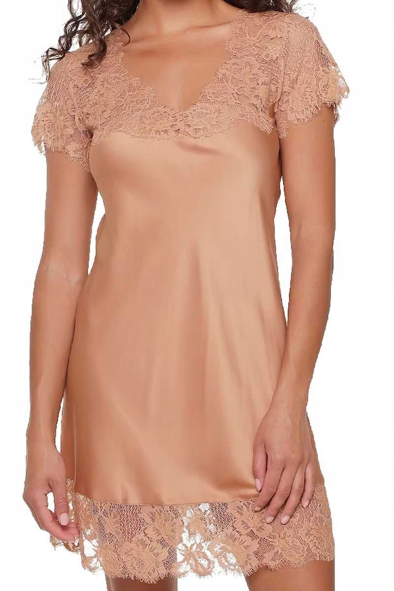 LingaDore Košile noční saténová 7011S camel L