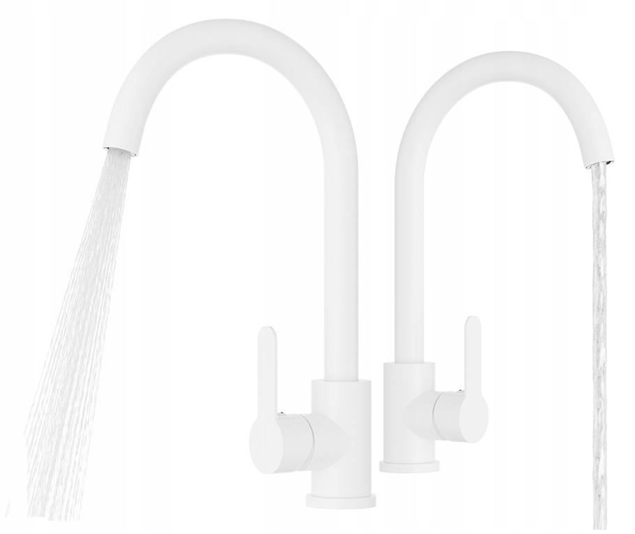 Kuchynská Batéria Prestige Plus Biela, Zaoblená Výtoková Nádrž Na Umývadlo A Kohútik