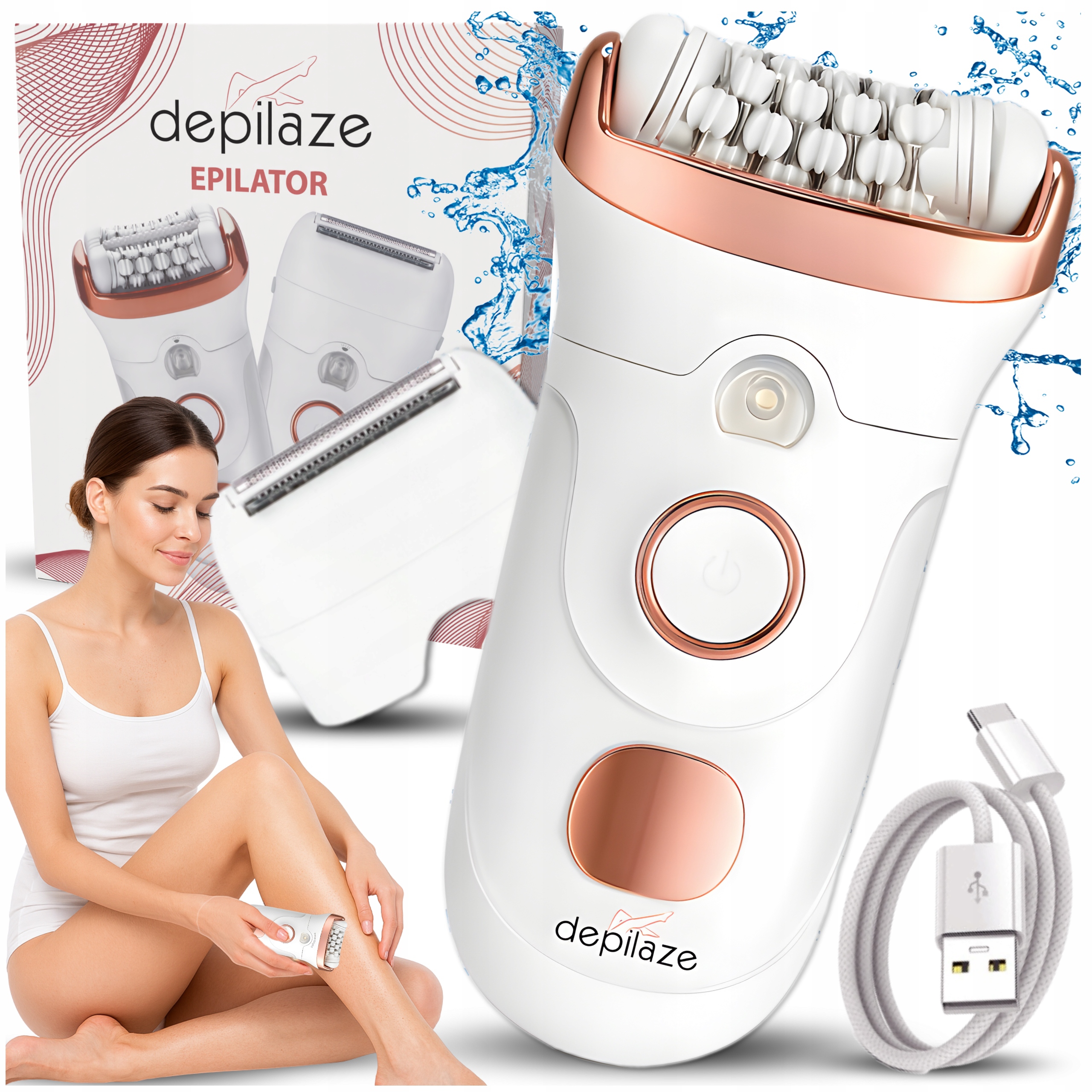 2w1 Golarka Damska Depilator dla Kobiet do Bikini Nóg Pach Wodoodporna Usb