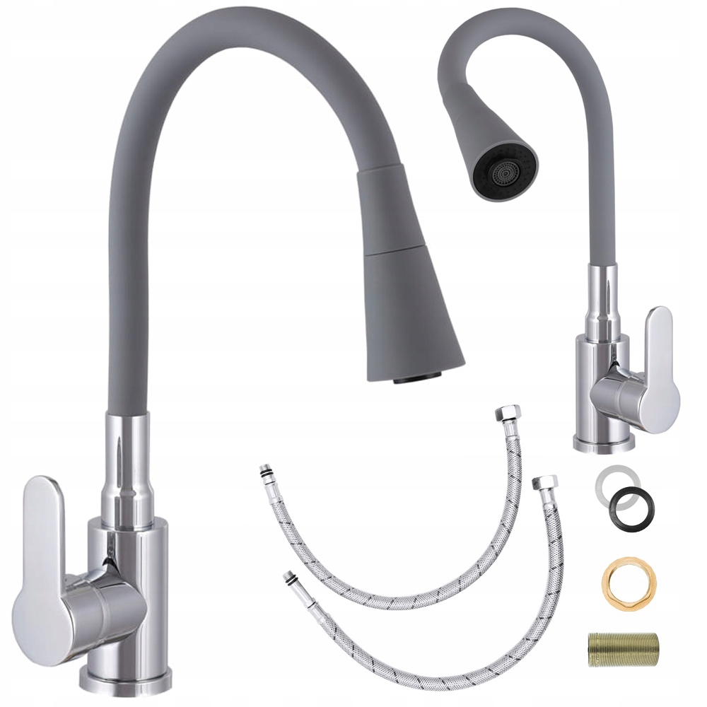 Kuchyňská Dřezová Baterie Šedá Flexibilní Ramínko 2-FUNKČNÍ Chrom