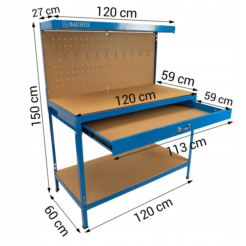 STÓŁ WARSZTATOWY ROBOCZY NARZĘDZIOWY GARAŻ BLAT HAKI Stan opakowania oryginalne