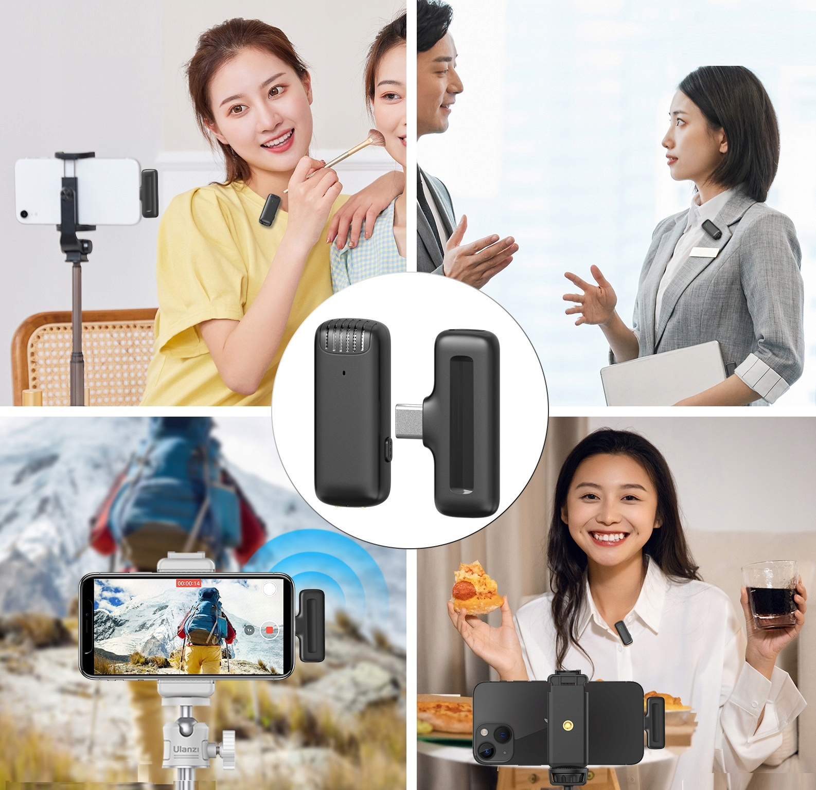 Mikrofon Bezprzewodowy 20m Krawatowy USB USB-C TYPE-C na Telefon Ulanzi J11 Czułość -38 dB