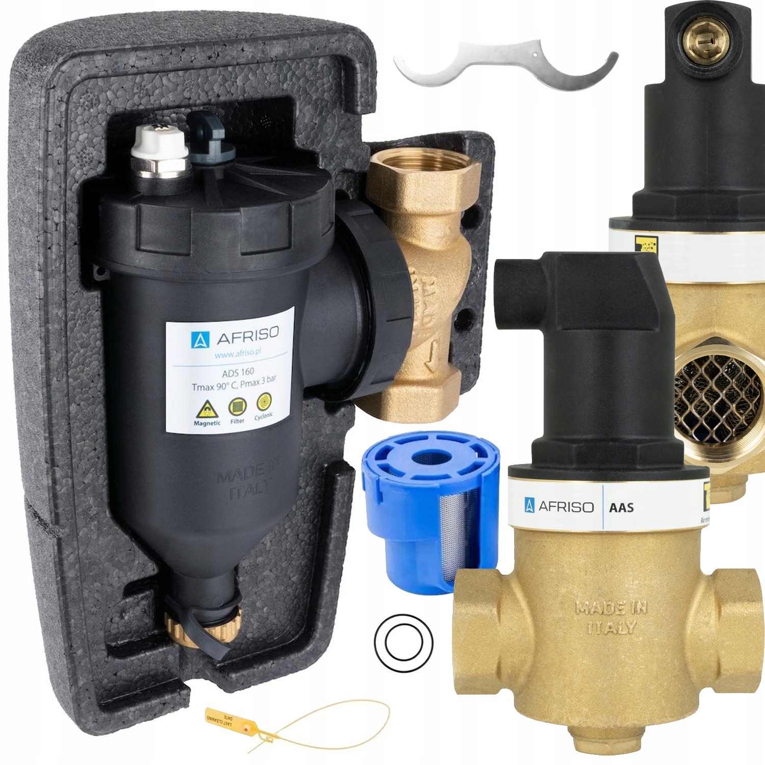 Sada Afriso Magnetický Filter Na Separáciu Nečistôt A Vzduchu 1" Palca