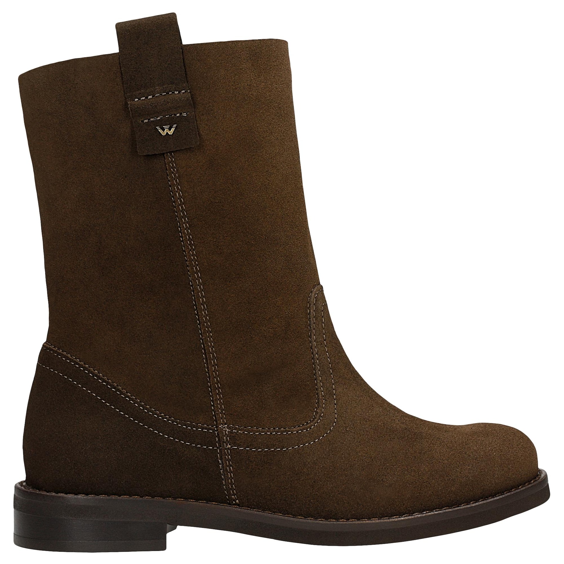 Hnědé dámské kotníkové boty z velurové štípenky vel. 39