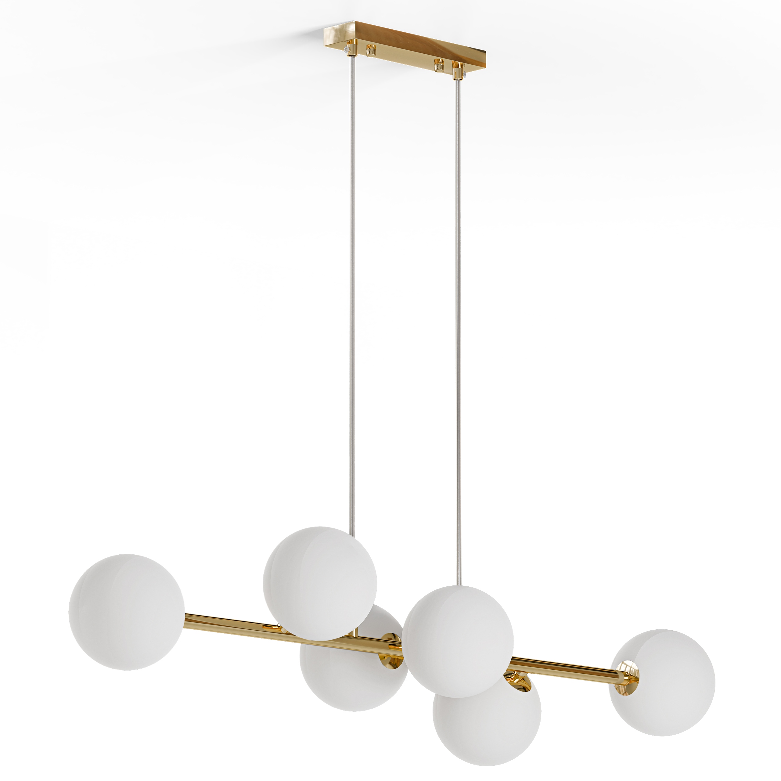 Lampa Wisząca Złota Sufitowa Led 6x G9 Kule Klosz Mleczny Loft Żyrandol