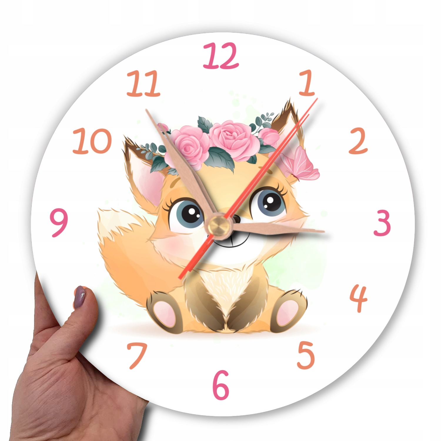 Zegar z liskiem cichy płynący mechanizm - lis Zasilanie baterie