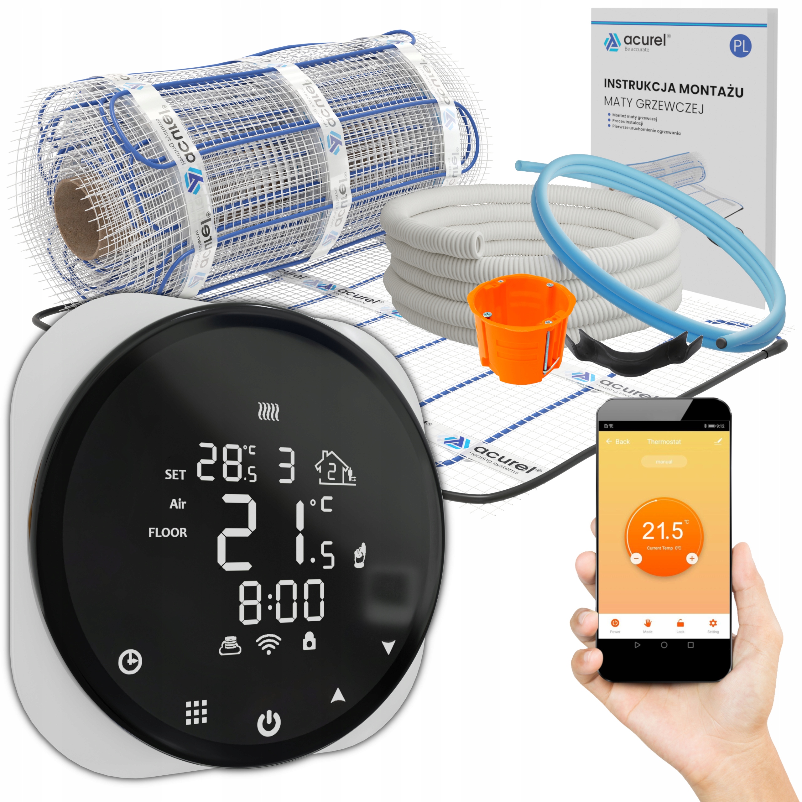 

Mata Grzejna Grzewcza Zestaw z WiFi pod płytki 1m²