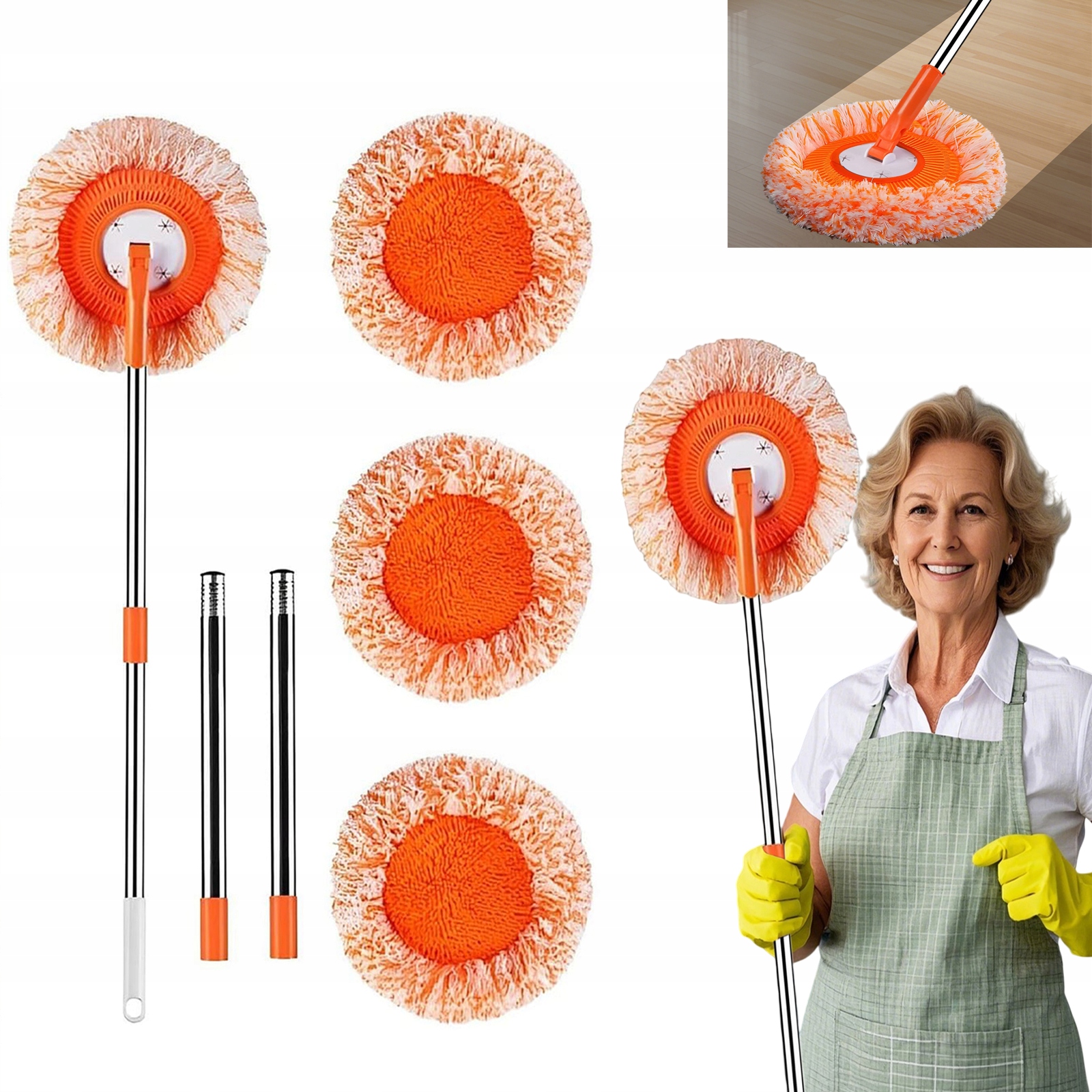 Levně Víceúčelový Mop Otočný O 360 Stupňů, Nastavitelný, Čisticí Mop