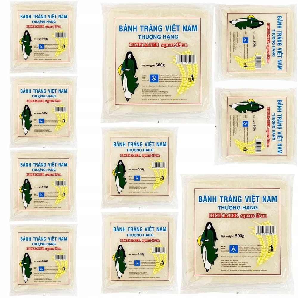 Levně 10 x Čtvercový rýžový papír na jarní závitky Spring Rolls 19 Cm 500 g