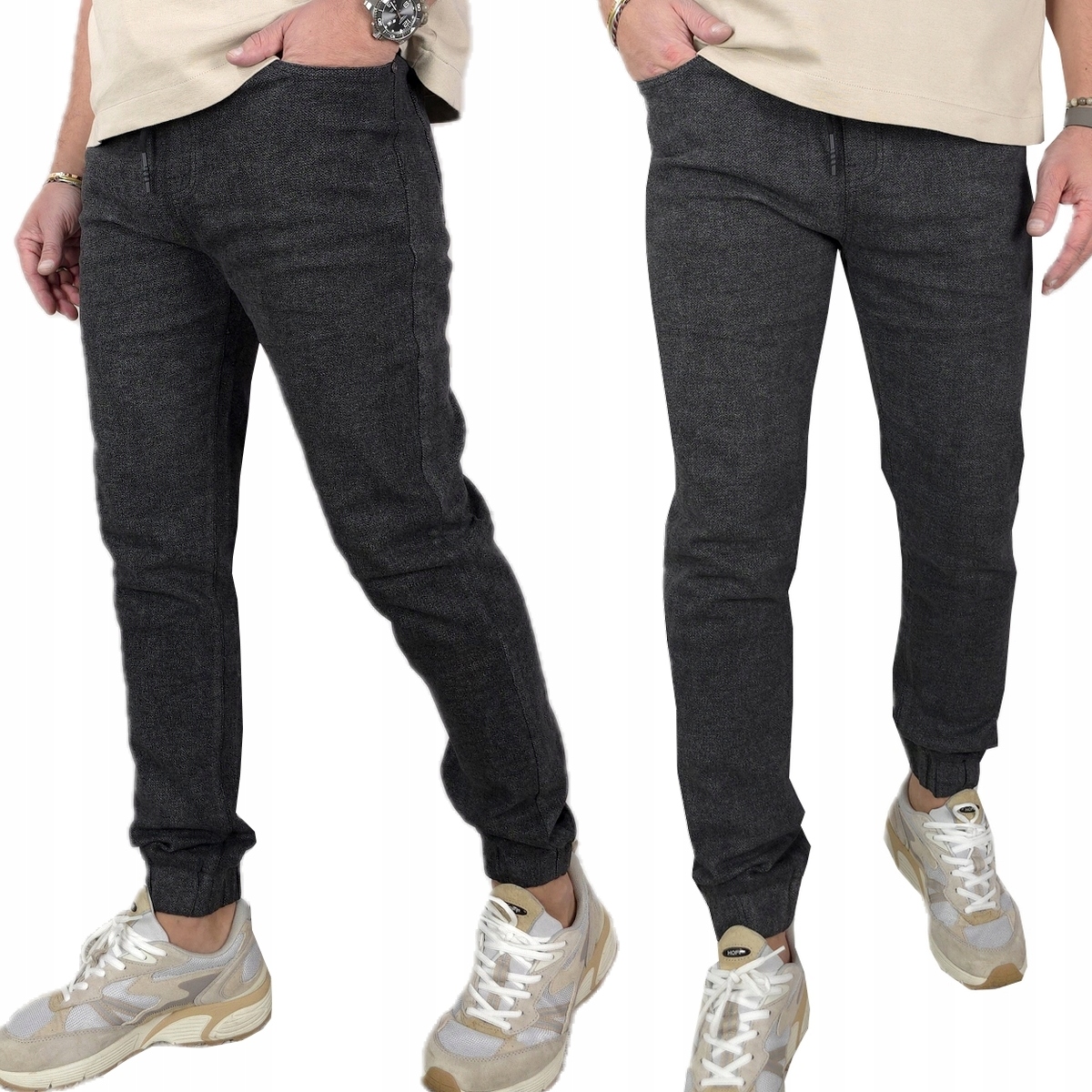 Jeansowe Spodnie Męskie Klasyczne długie Joggery Pas Z Gumką, 72 L