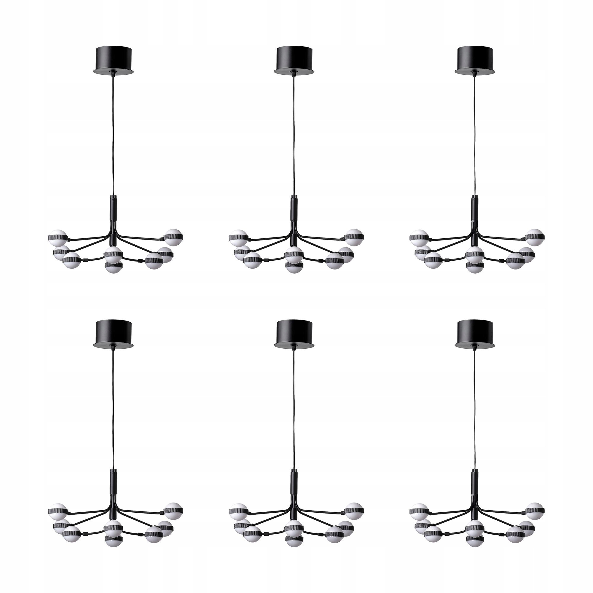 6 ks Led lustr 8 ramenný černý bílý 70 cm Storslinga