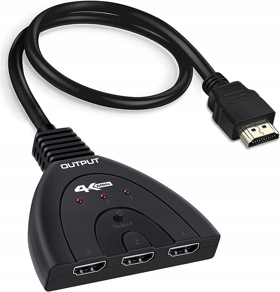 

Rozdzielacz Rozgałęźnik Switch Hdmi 3x1 3 Porty 4K