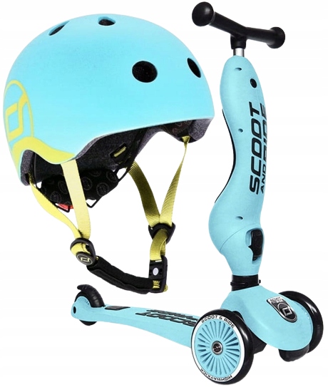 SCOOTANDRIDE BlueBerry ZESTAW HULAJNOGA Jeździk 2w1 + KASK z LED XXS do S 1