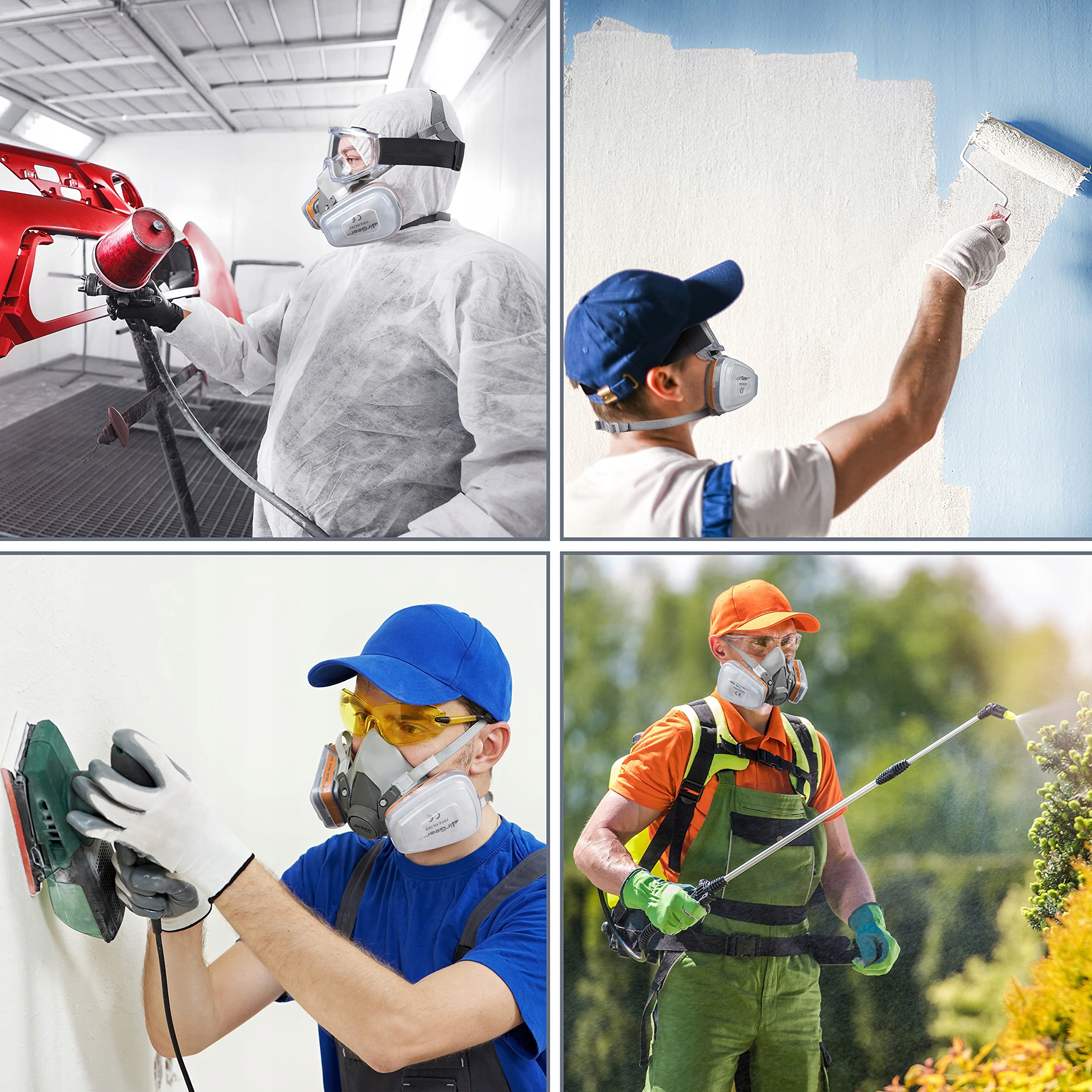 MASKA ODDECHOWA WIELOKROTNEGO UŻYTKU Z OKULARAMI OCHRONNYMI, ANTYPYŁOWA Materiał inny materiał