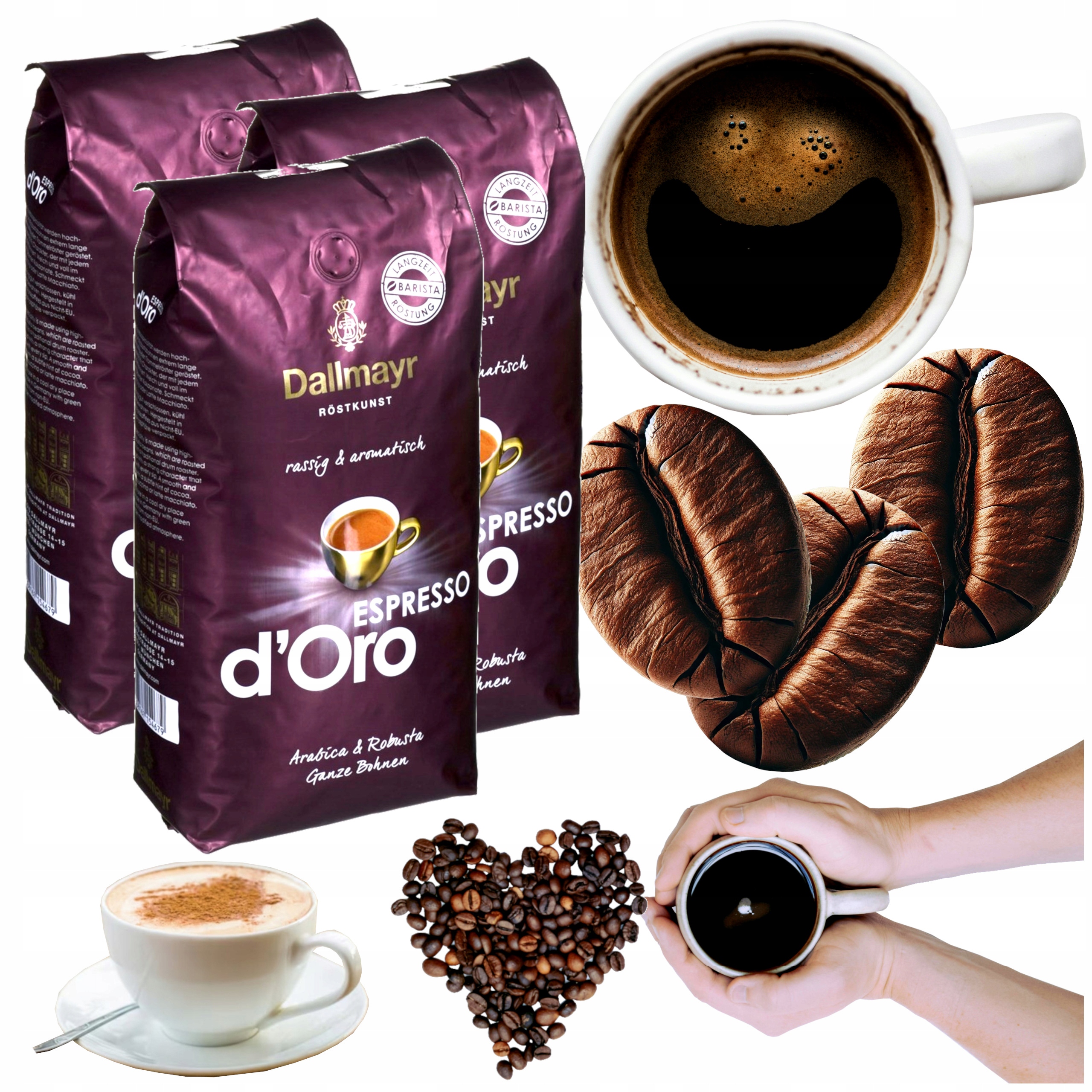 Kawa ziarnista mieszana 1kgx3 Arabica Robusta Dallmayr Espresso d`Oro 3 op.
