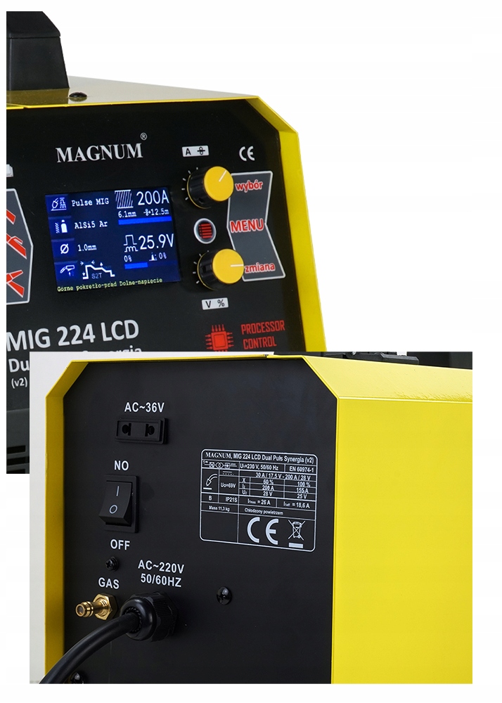 Spawarka MIGOMAT MIG 3w1 MMA Synergia Puls 230v Prąd spawania 200 A