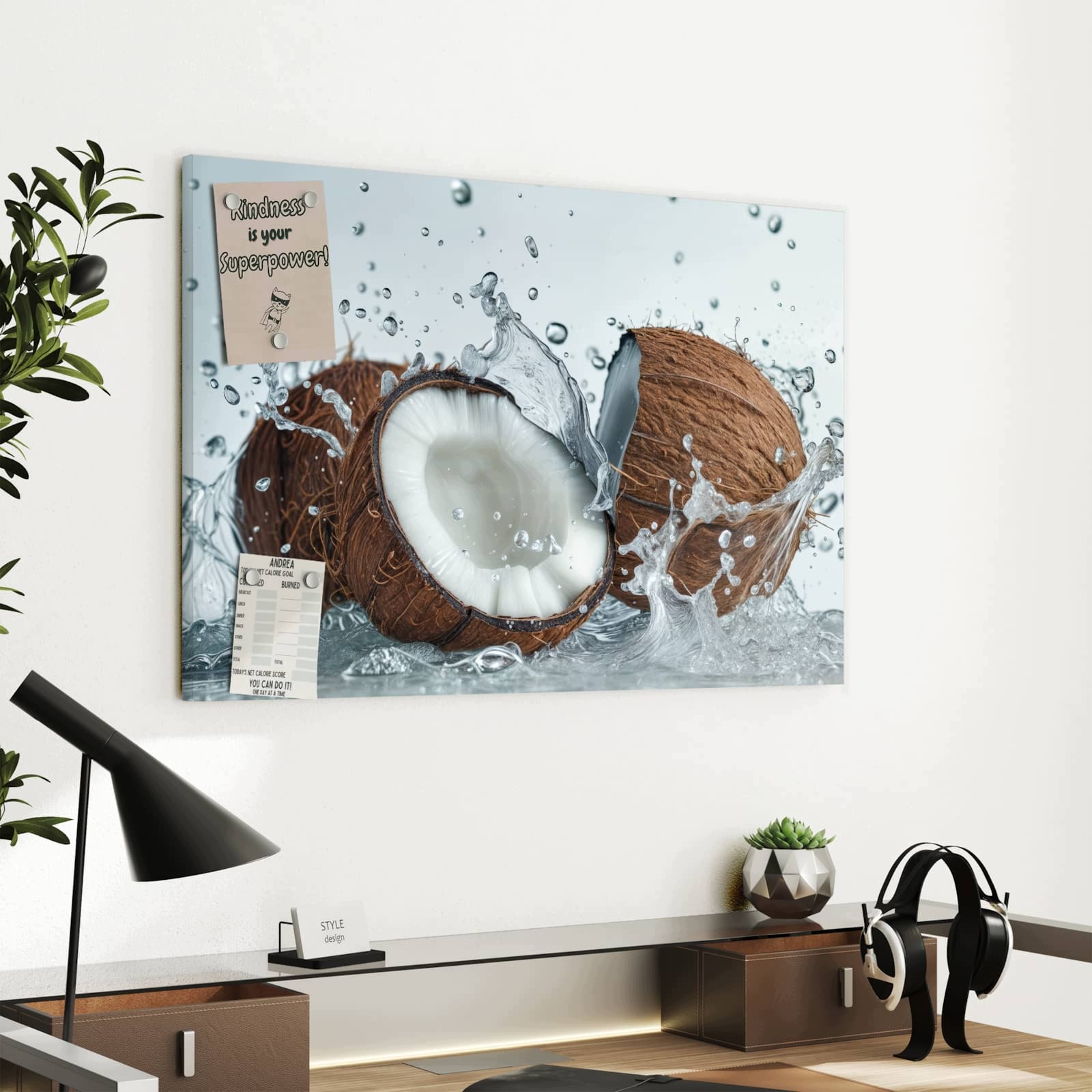 Magnetická tabule Kokos Plusk vody 60 × 40 cm