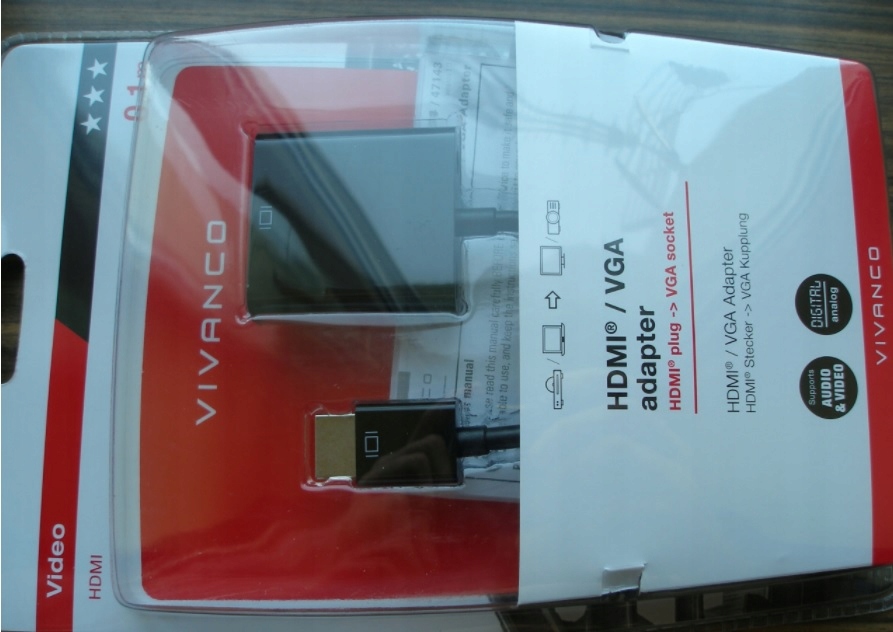 Vivanco 0,1 m HDMI Typu A (Standard) VGA (D-Sub) Kod producenta VIVANCO 47143