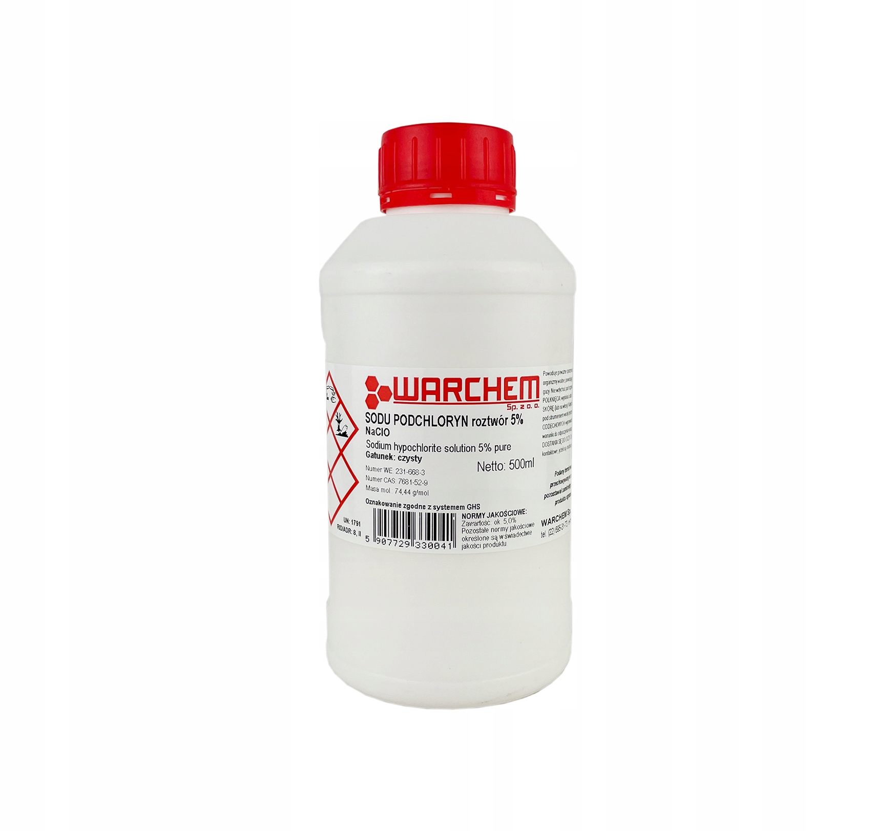 

Podchloryn Sodu roztwór 5% czysty 500ml
