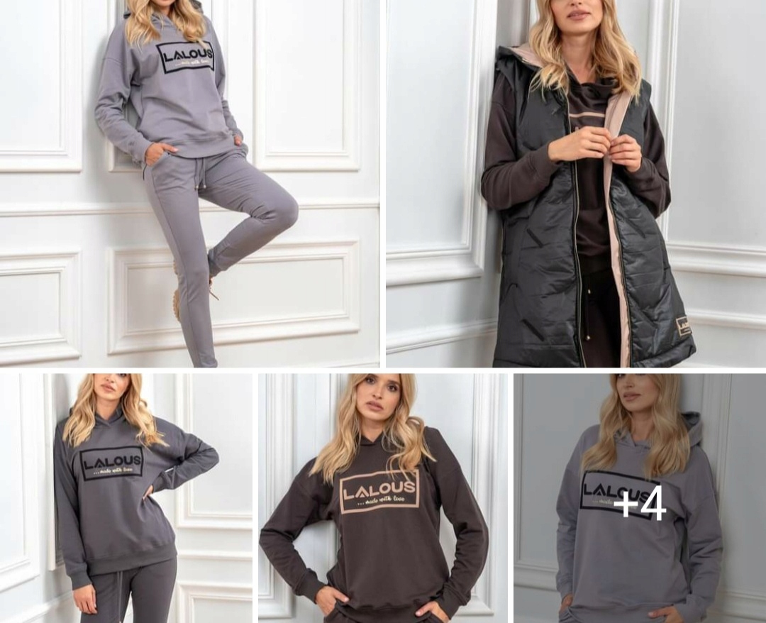 Šedé Pletenina kalhoty 0358 Lalous vel. S