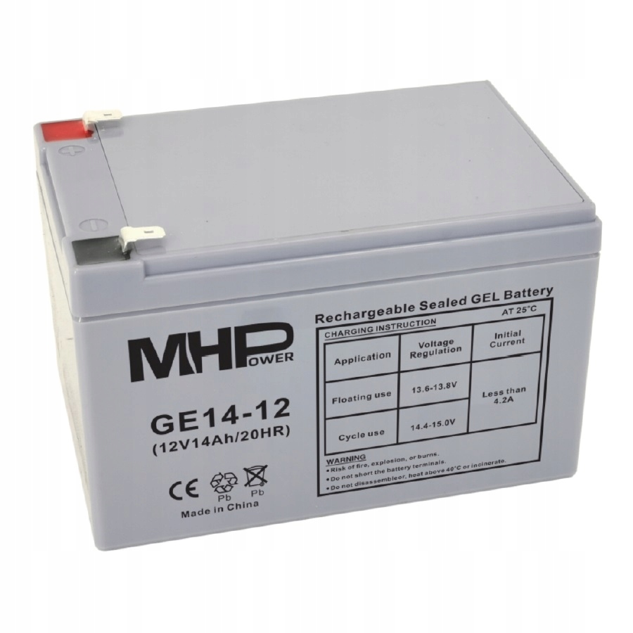 MHPower GE14-12 Gélový akumulátor 12V/ 14Ah, Faston F2 6, 3mm, Deep…