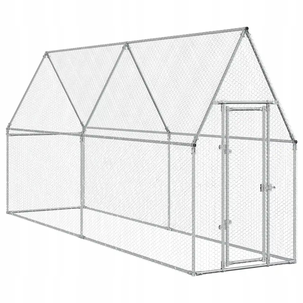 Klec pro kuřata z galvanizované oceli, 100 x 100 x 190 cm, stříbrná
