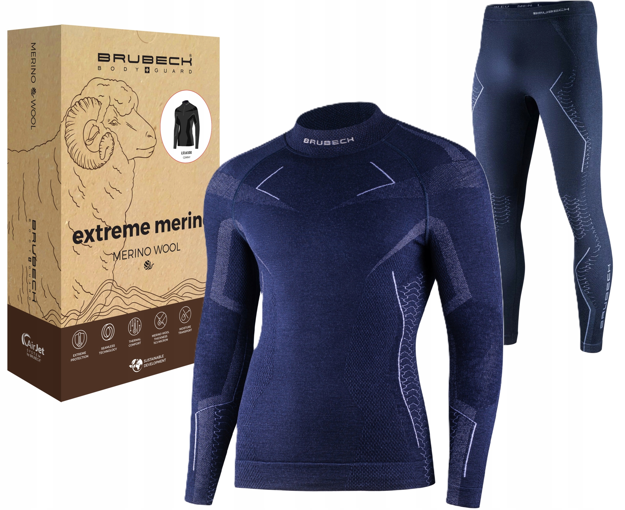 Bielizna termoaktywna z wełny Do Wspinaczki górskiej Trekkingu Brubeck Wool