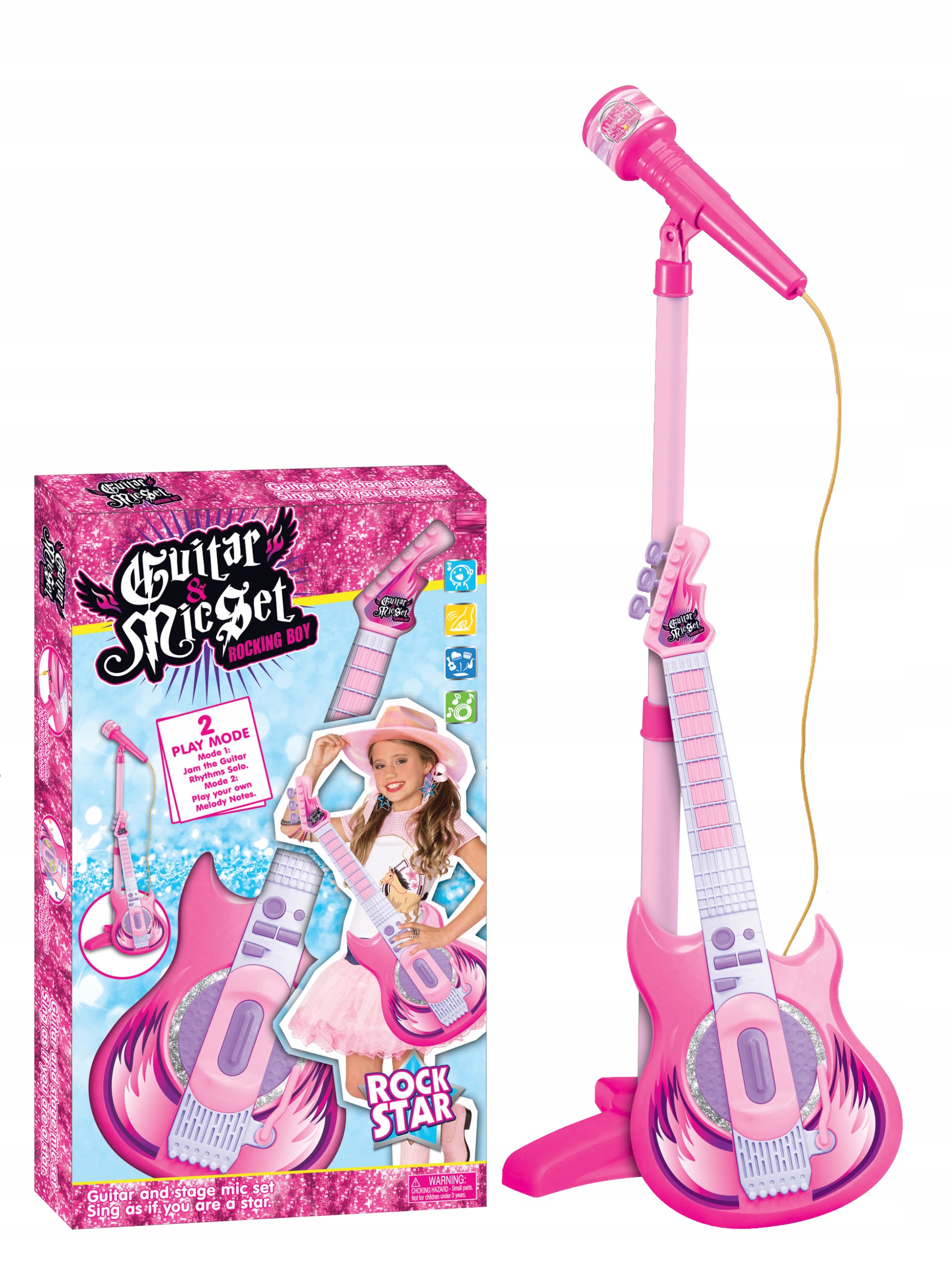 GITARA ELEKTRYCZNA ZESTAW KARAOKE DLA DZIECI z MIKROFONEM