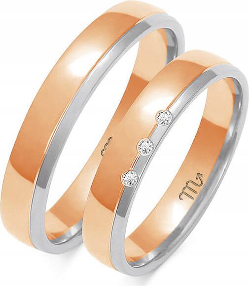 Prsten z růžového zlata 14K svatba 585 vel. 35 36 37, jedinečný model gravírování