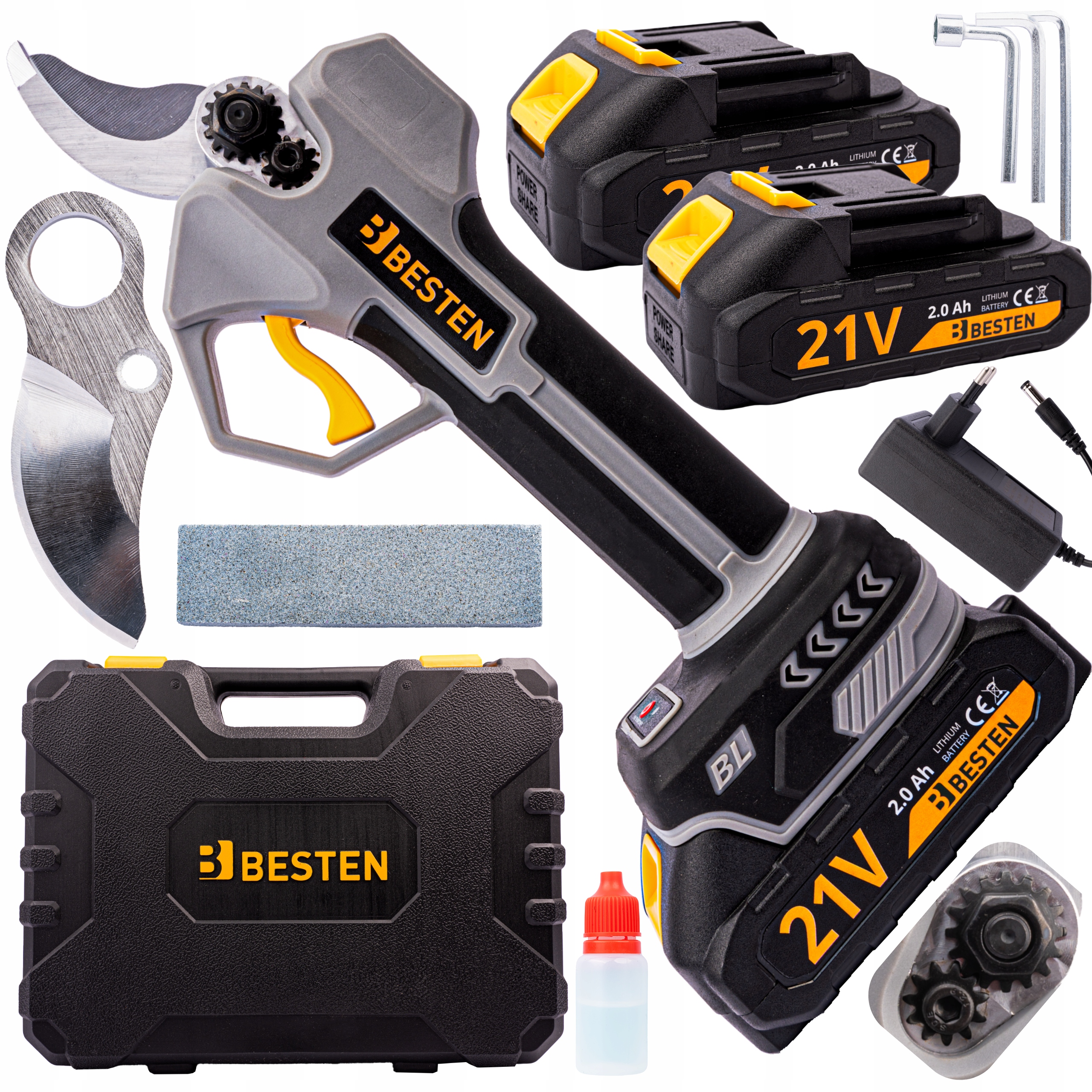 Sekator Elektryczny Do Gałęzi Akumulatorowy Ogrodowe Nożyce 2xAKU 2.0AH