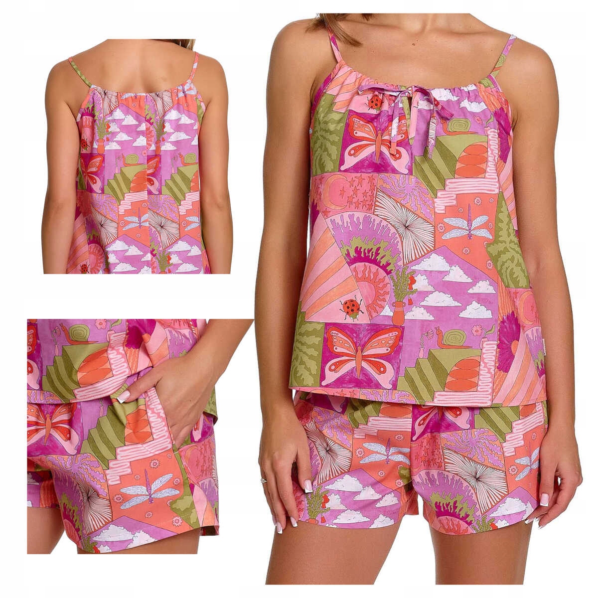 Doctor Nap Dámské bavlněné pyžamo na ramínka Pm 7428 Hawaii XL