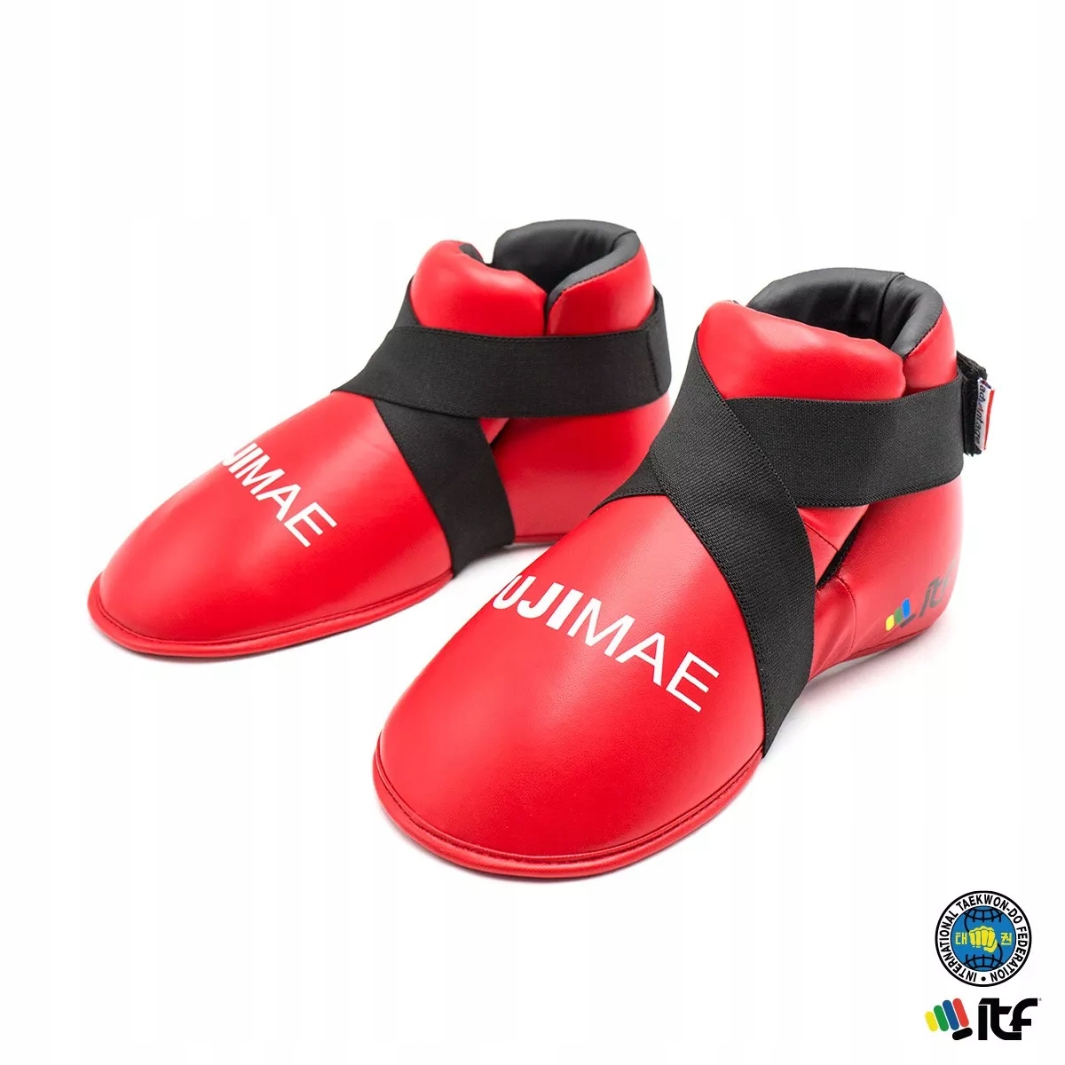 Ochraniacze na stopy do taekwondo z aprobatą Itf Fujimae czerwone