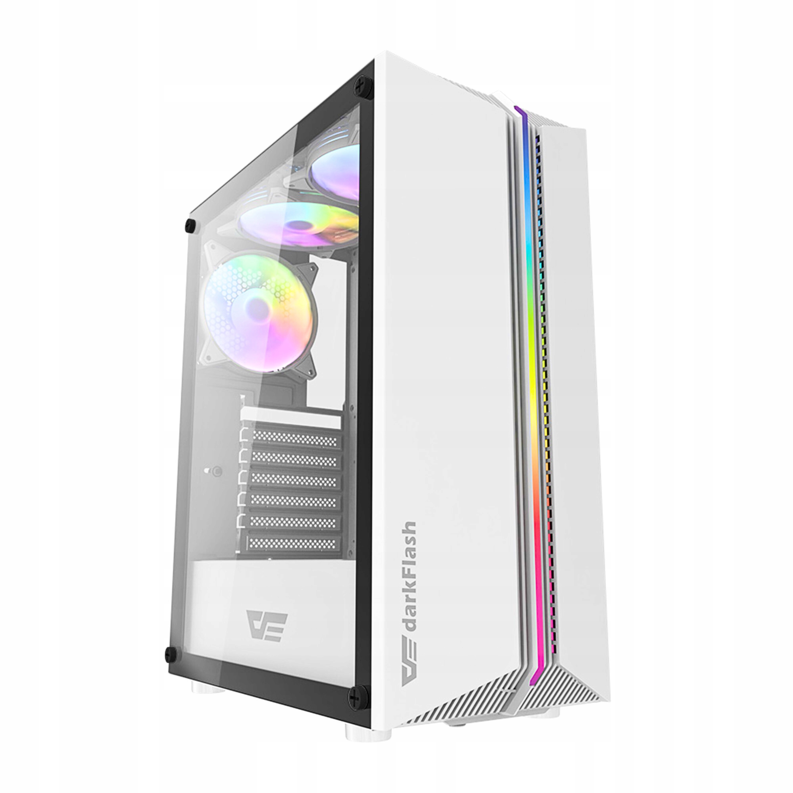 Počítačová Skříň darkFlash DK151 Led bílá Midi Tower 3 Rgb ventilátory
