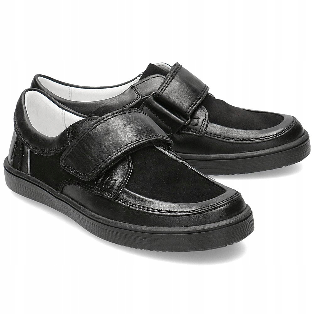 Bartek Черные Кожаные Полуботинки Детские На Липучке Р. 36