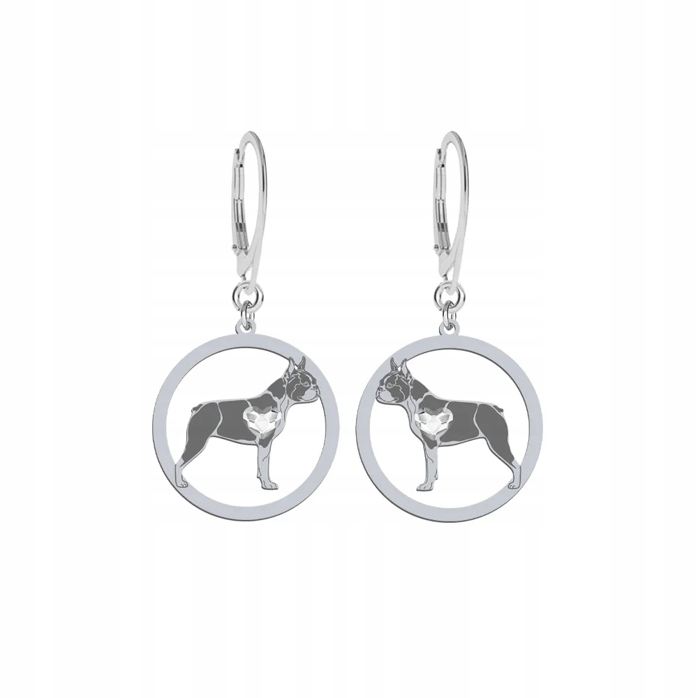 Stříbrné Náušnice Bostonský teriér 925 Žena Šperky Dárek Gravírování Bonus