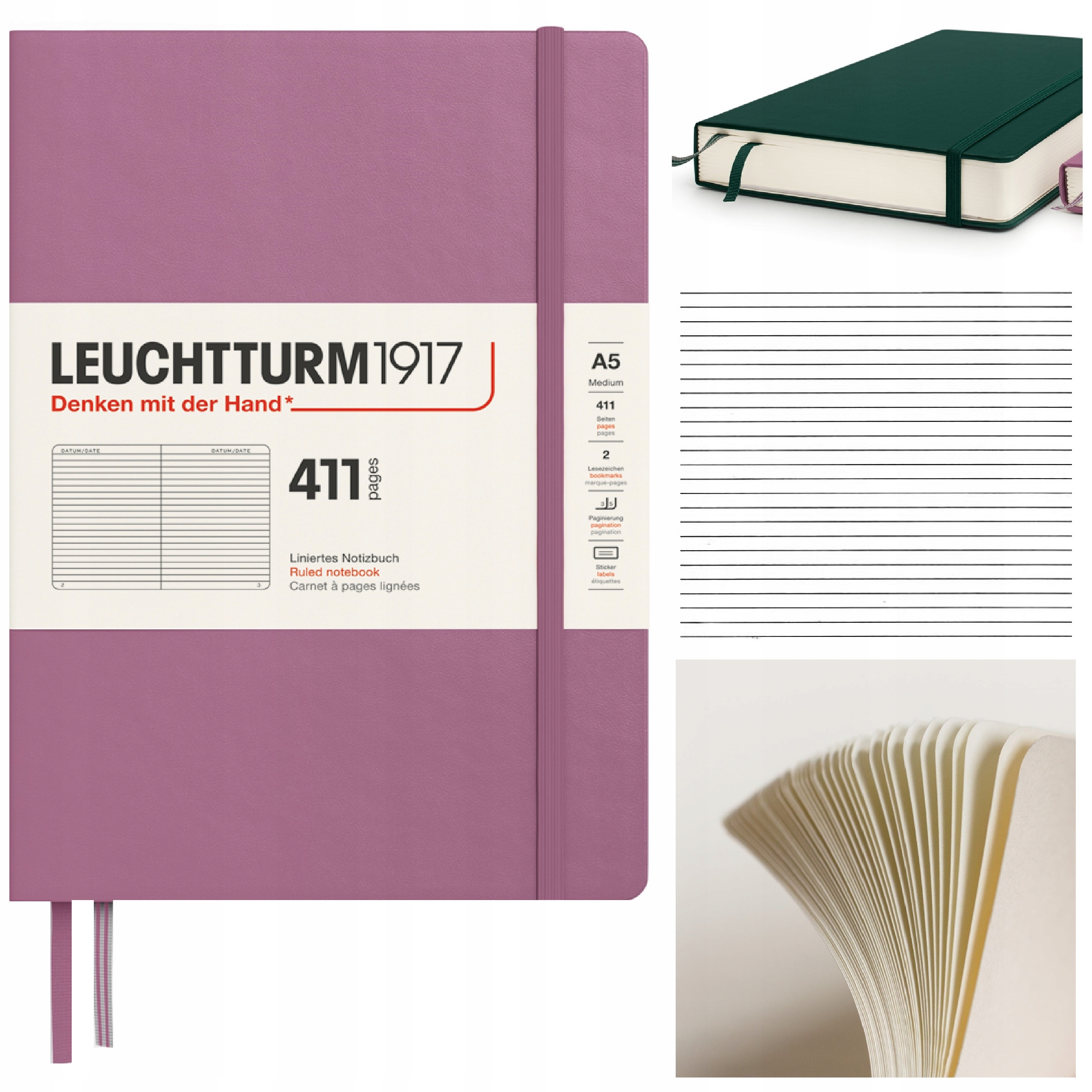 LEUCHTTURM1917 Notatnik Notes A5 Linia twardy zeszyt w linię 411 stron