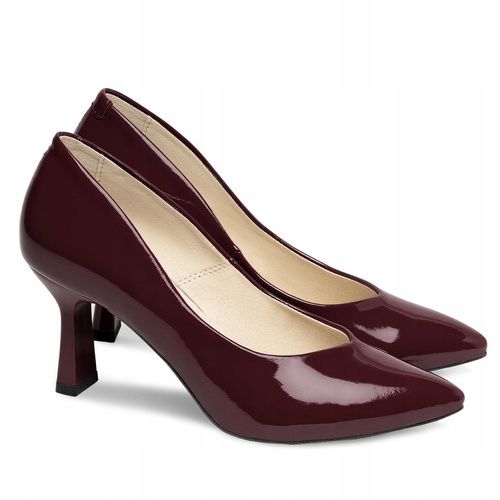 Brilu Polskie Klasyczne Lakierowane Szpilki Laurence Bordowe 39