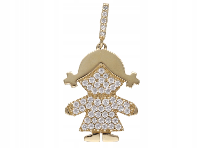 Zlatý přívěsek 585 holčička s poníky, moderní vzor 14k, ideální