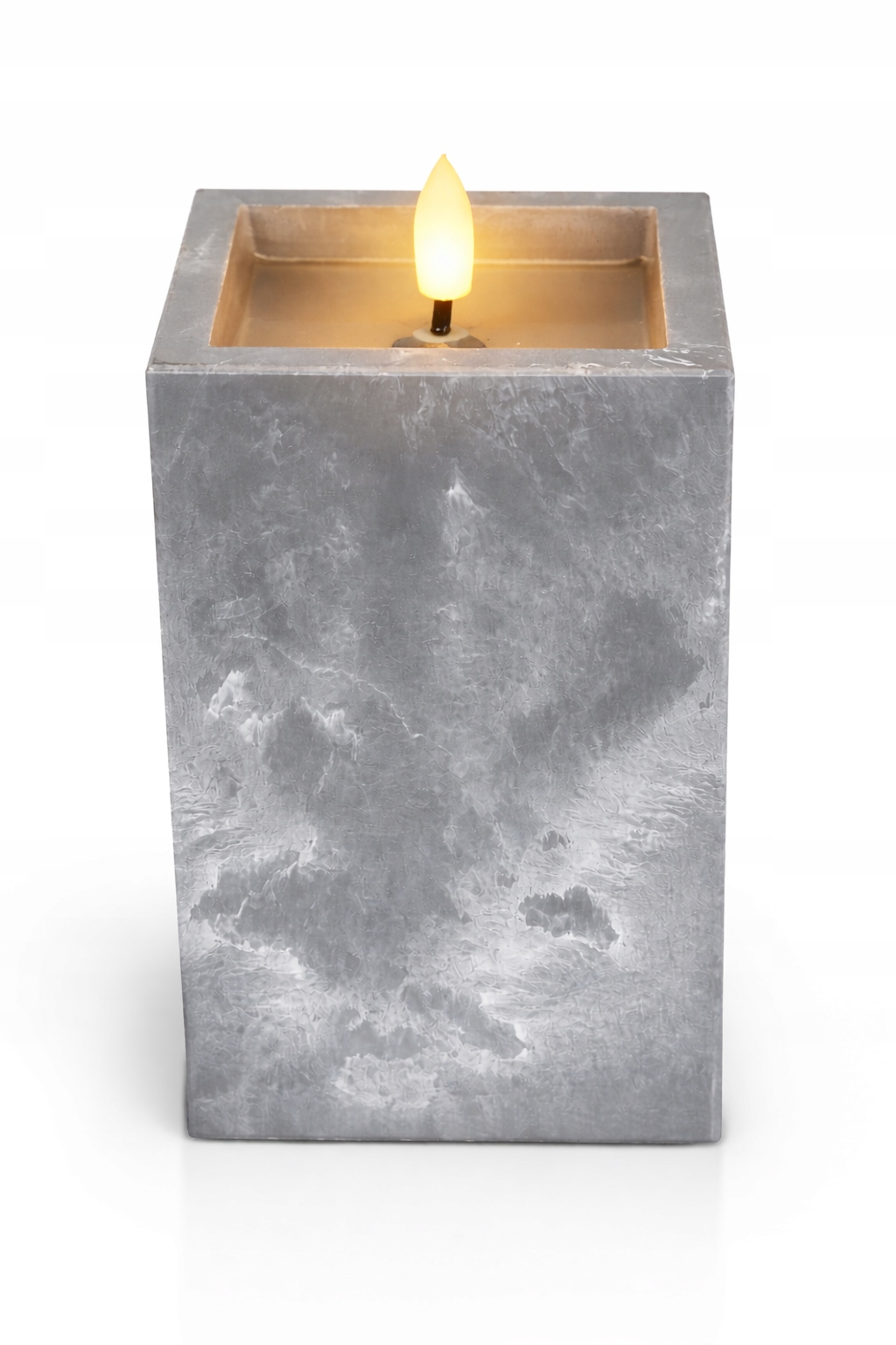 Świeca LED marmurowa szara – dekoracyjna lampka LED 8 cm x 15 cm