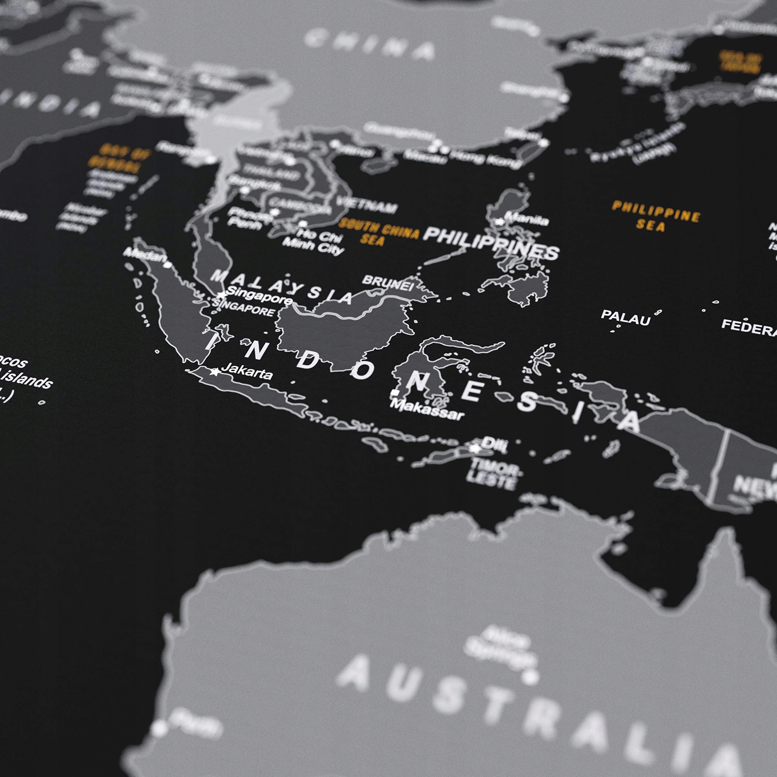 TITANWOLF Podkładka Gamingowa XXL 900x400 mm Mapa Świata Czarna — miniatura 2