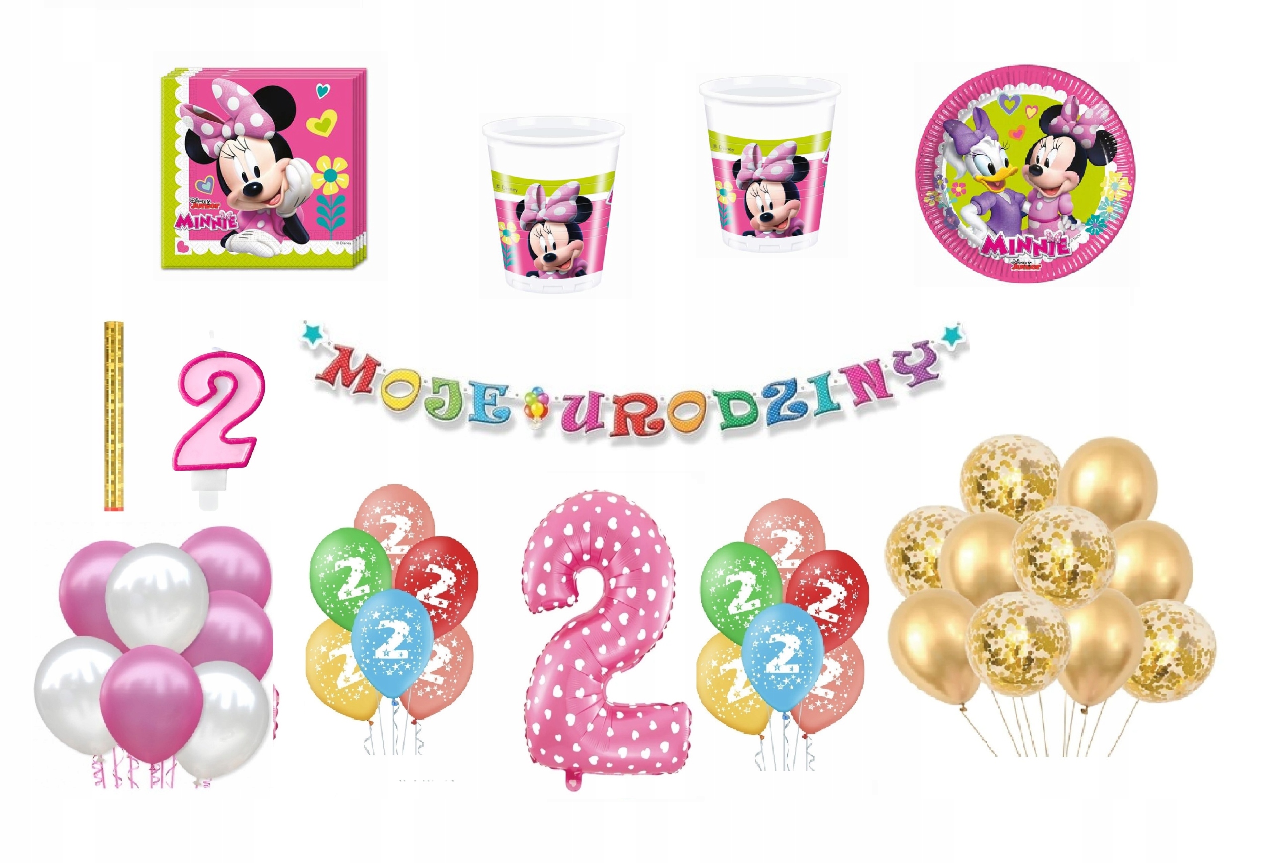 

Zestaw Myszka Minnie 2 Urodziny Balony