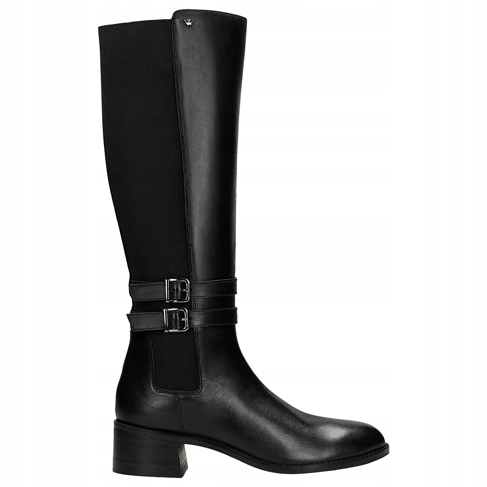 Černé kožené kozačky s ozdobnými sponami, velikost vel.