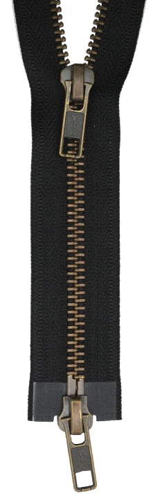 Ykk kovový zámek 8mm rozvaděč dvouposuvný 60cm černá stará mosaz