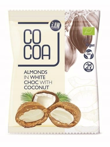 3x Mandle V Bílé Kokosové Polevě Bio 70 g Cocoa